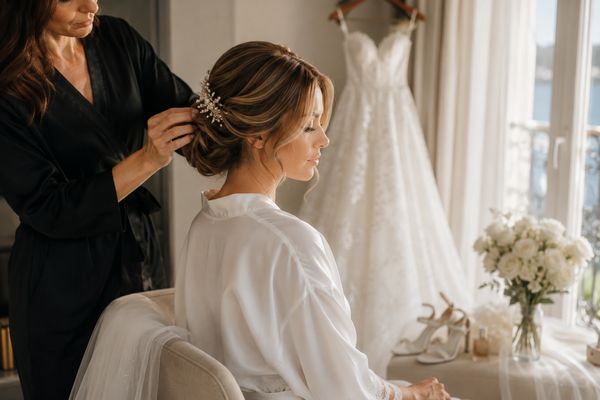 Coiffure de mariée à domicile avant la cérémonie